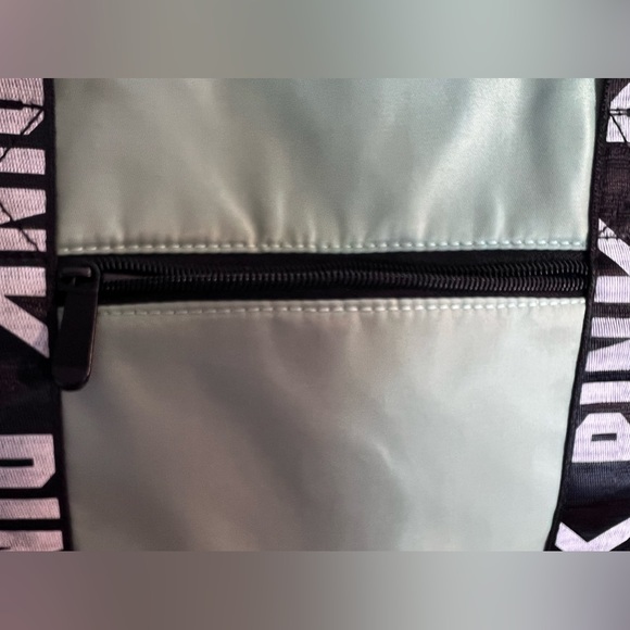 Pink by Victoria’s Secret, letter graphic tote bag, mint green & black, NWOT - Picture 7 of 12